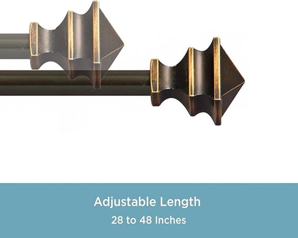 Kenney Arts & Crafts Petite Square 1/2" Adjustable Curtain Rod 28 to 48